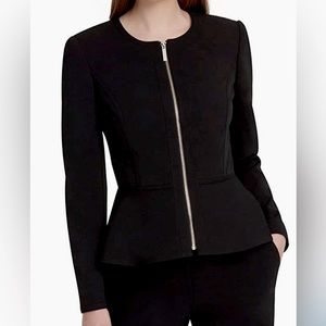❤️ Hugo Boss Black Fitted Collarless Zip Up Blazer Size 2